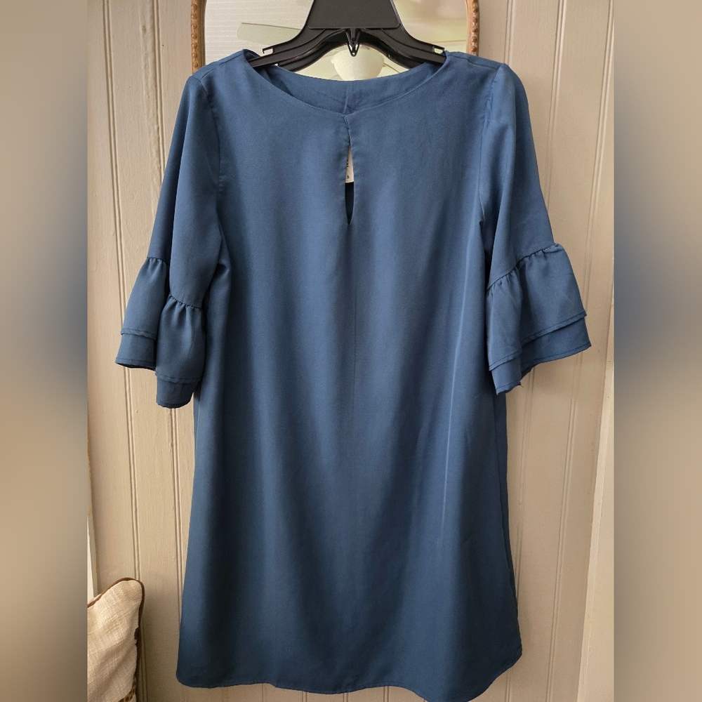 Tickled Teal Blue Long Sleeve Dress